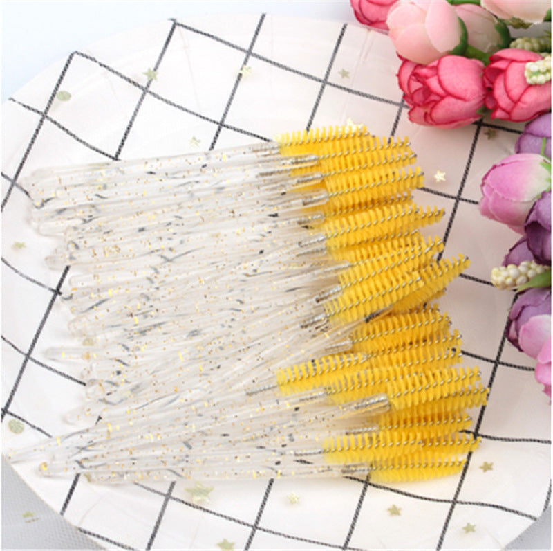 Disposable Makeup Tools Crystal Rod Nylon Head Solid Eyelash Brush Color Eyelash Comb Grafting