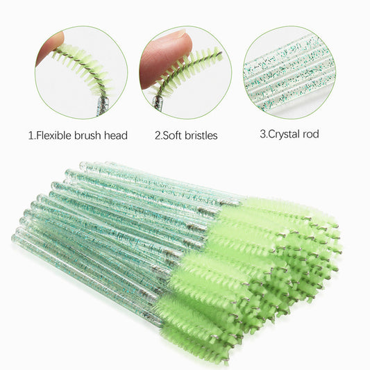 Disposable Makeup Tools Crystal Rod Nylon Head Solid Eyelash Brush Color Eyelash Comb Grafting