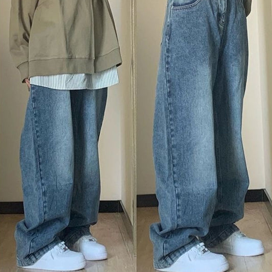 Plus Size High Waist Wide Leg Jeans For Women Mop Trousers