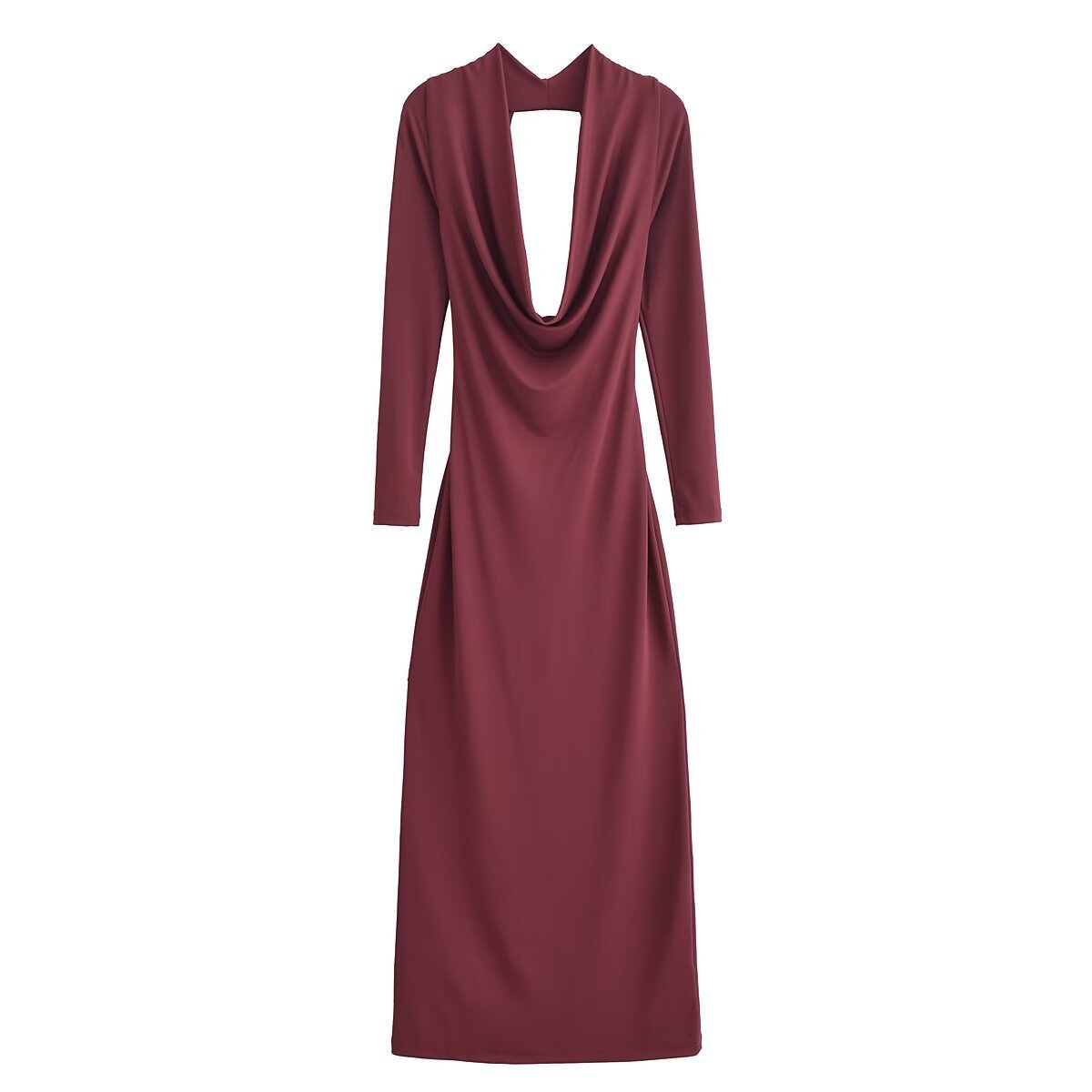 Backless Slim Fit Pleated Long Sleeve Dress