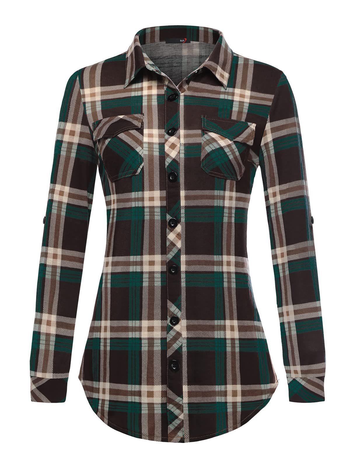 Plaid Pouch Button Cuff Comfort And Casual Printed Women's Shirt