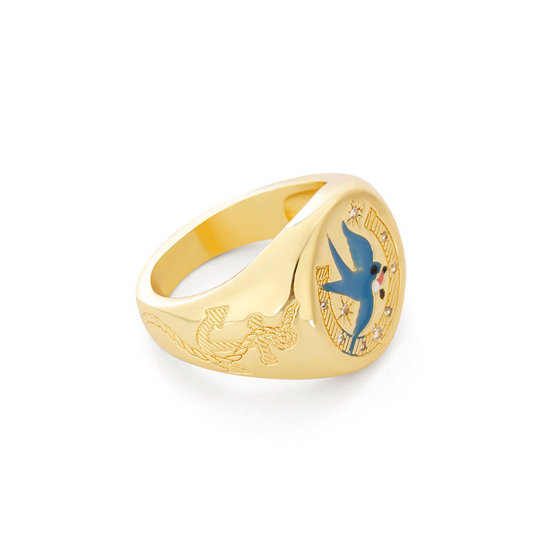 Simple Geometric Enamel Glaze Women's Ring