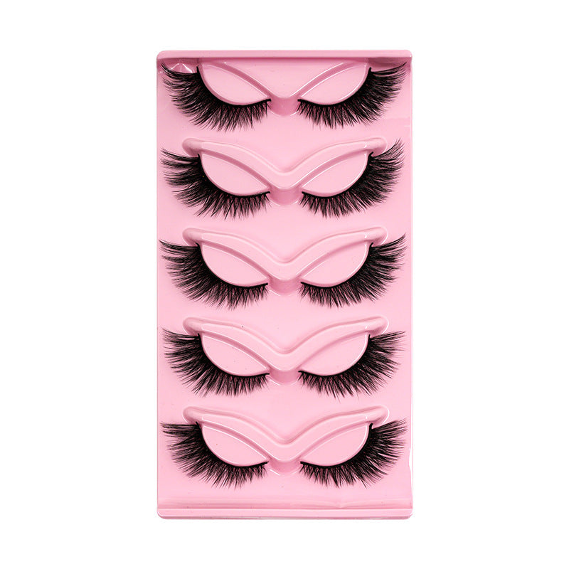 Women's One-piece Five-pair Cat Eye Oblique Flying Stage Makeup Thick Cat Eye Eyelash