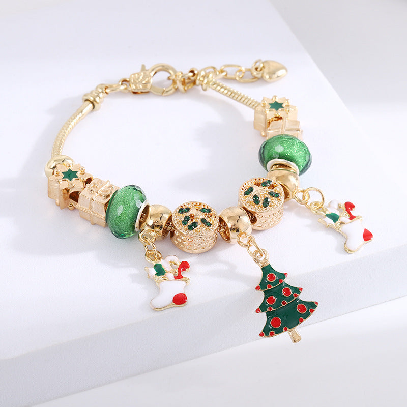 Christmas Big Hole Beaded Bracelet