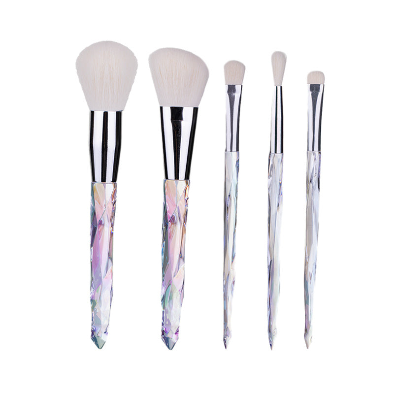 Clear crystal diamond handle makeup brush set