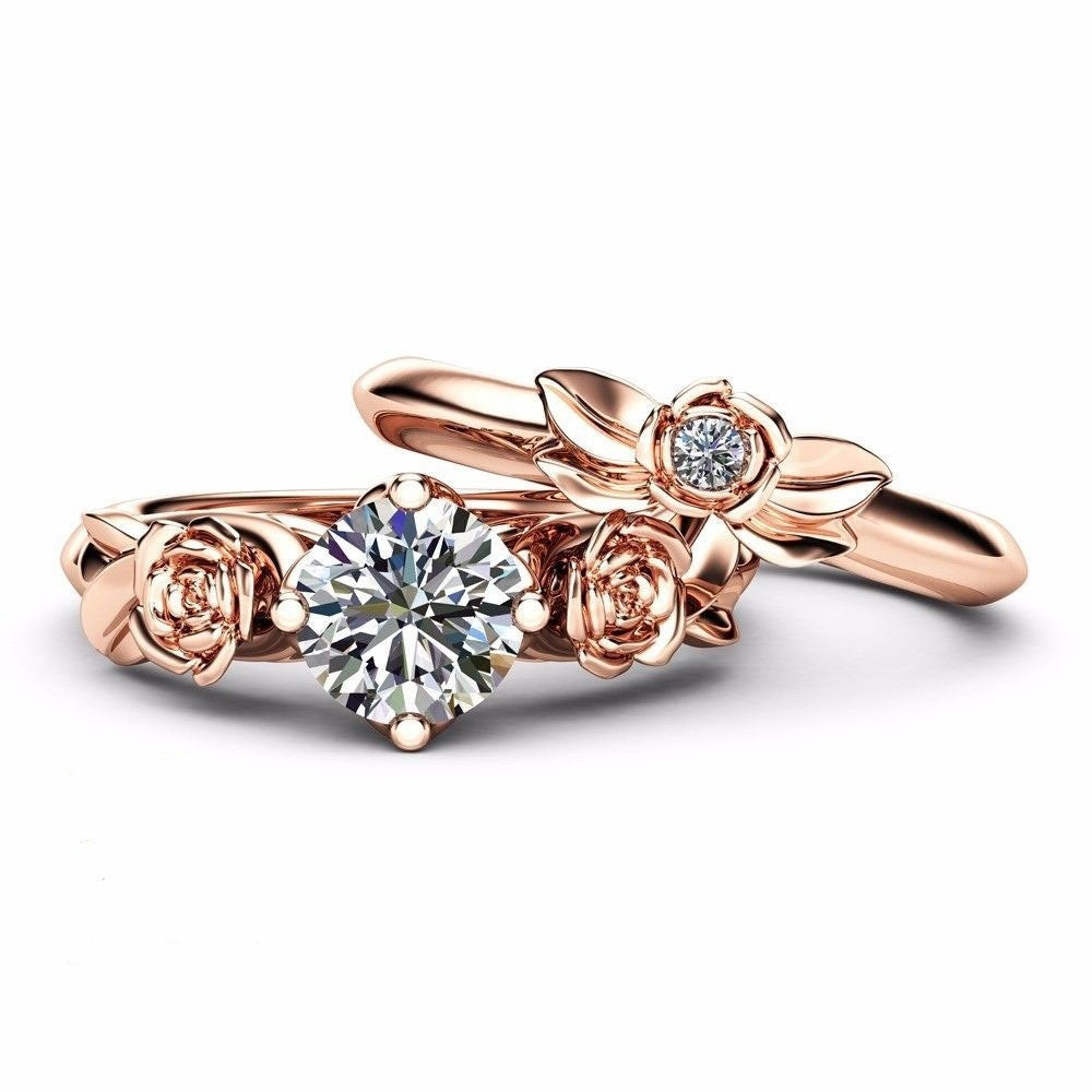 Peach Heart Claw Zircon Ring Drop-shaped Diamond