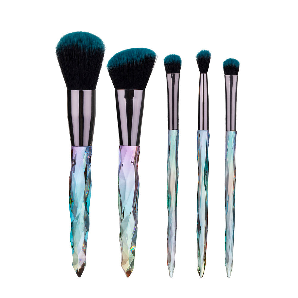 Clear crystal diamond handle makeup brush set