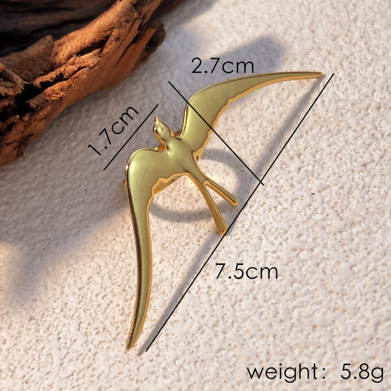 Stainless Steel Three-dimensional Swallow Ring Fashion