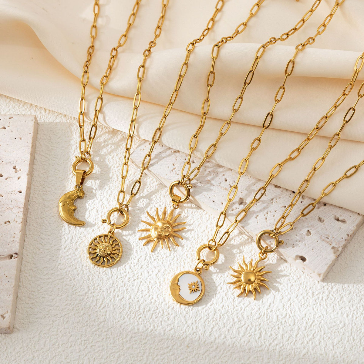 Fashion Sun Moon Necklace DIY Pendant