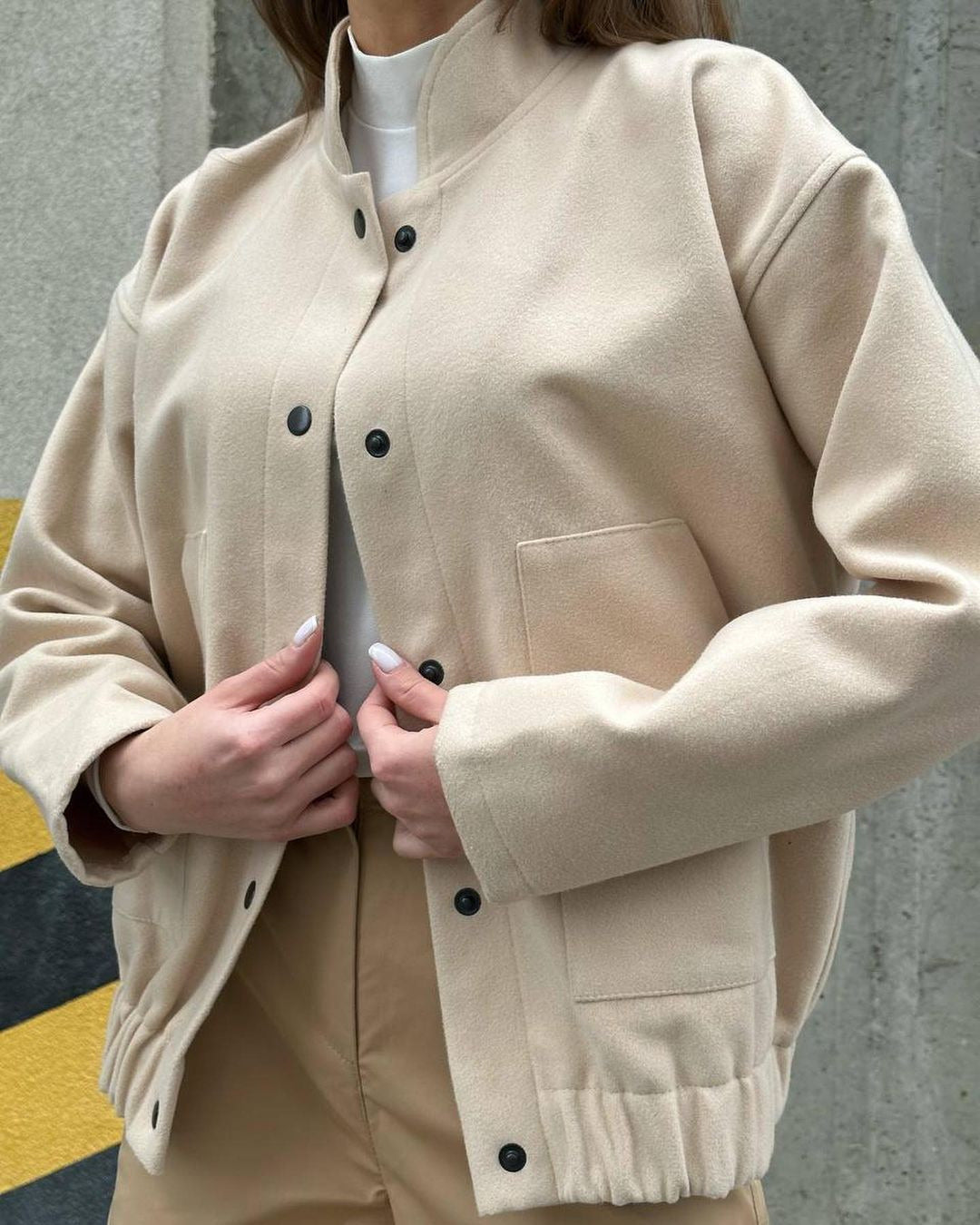 Stand-up Collar All-match Top Long Sleeve Jacket Coat