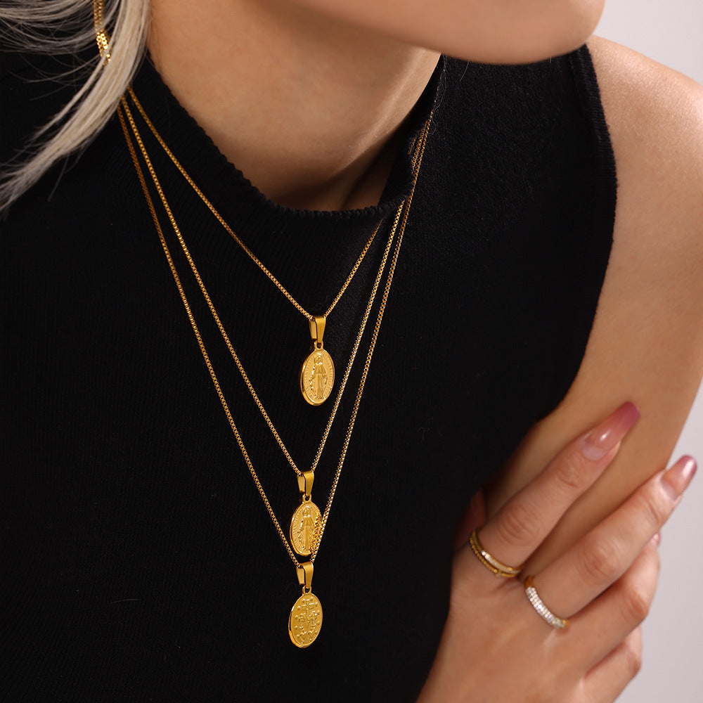 Box Chain Stainless Steel Plated 18K Gold Necklace