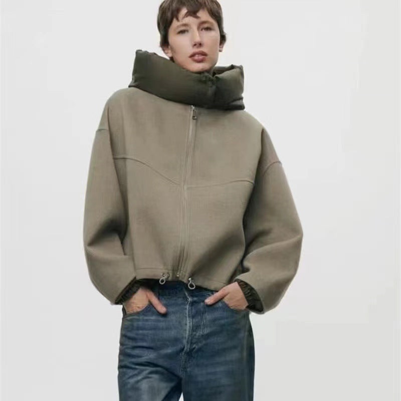 Women's Fashion Metal Buckle Cropped Coat Top