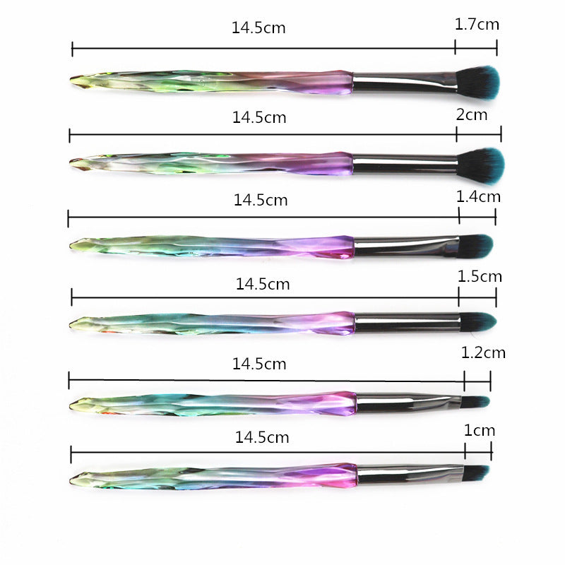 Clear crystal diamond handle makeup brush set