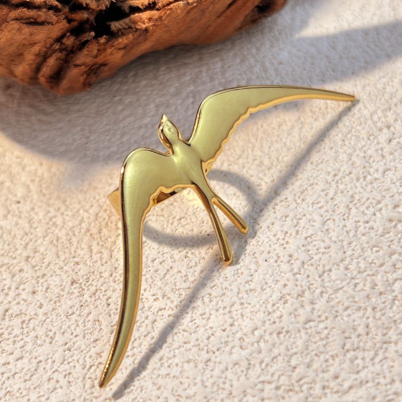 Stainless Steel Three-dimensional Swallow Ring Fashion