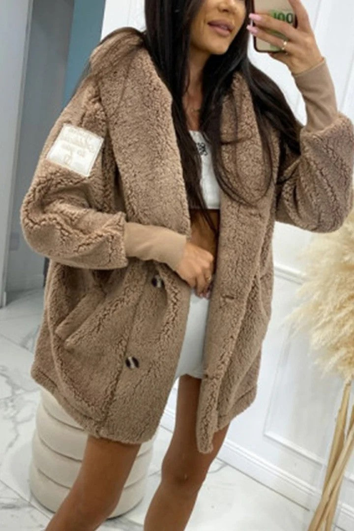 Women's Plush Loose Hooded Coat