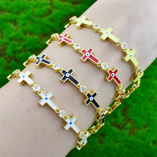 Cross Unique Gold-plated Zircon Bracelet