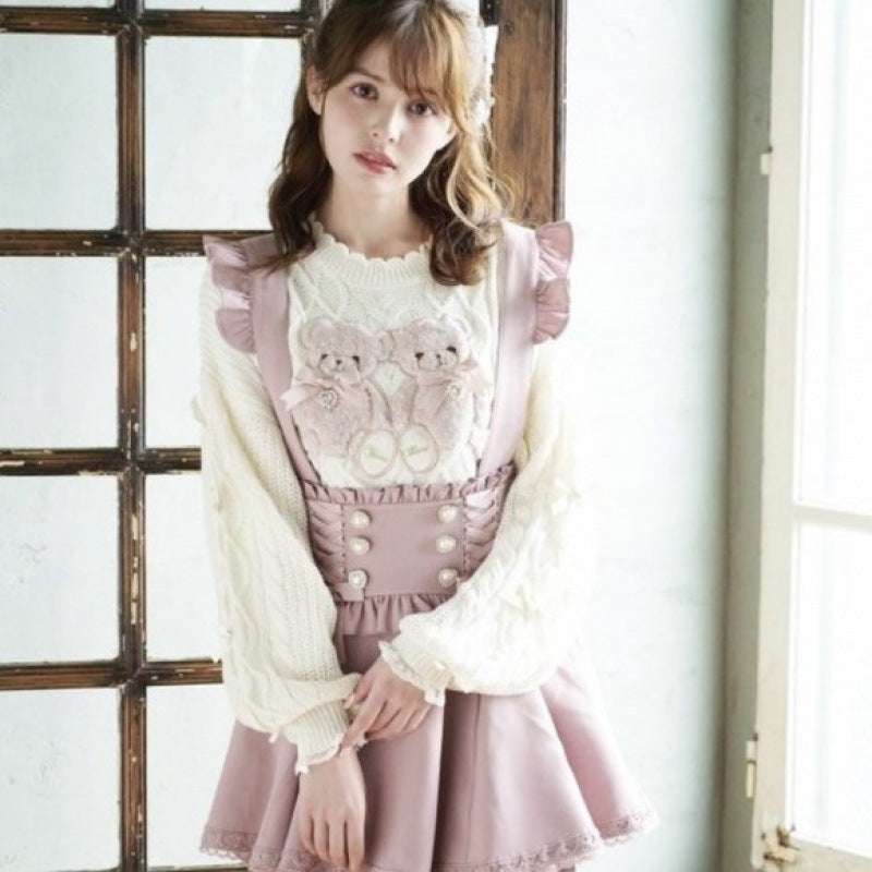 Japanese Style Lace Ribbon Bow Strap Dress