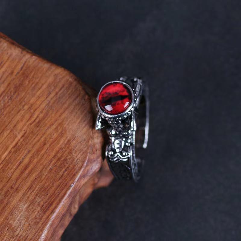 Fashion European And American Style Rock Personality Men And Women Inlaid Skull Magic Eye Hip Hop Ring