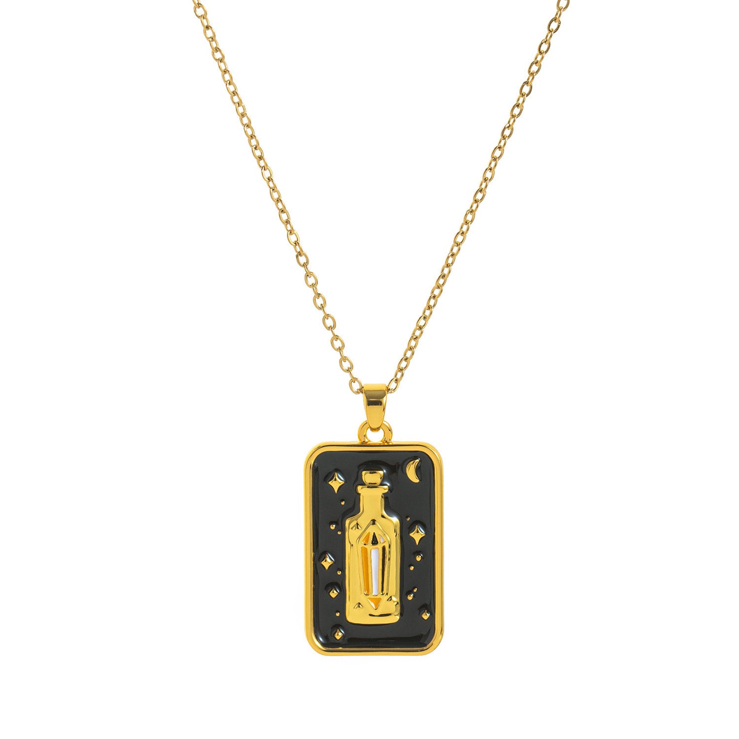 Retro Style Moon Necklace Female Dark Dripping Oil