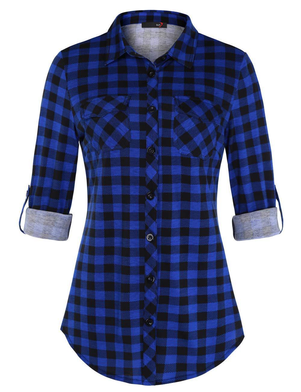 Plaid Pouch Button Cuff Comfort And Casual Printed Women's Shirt