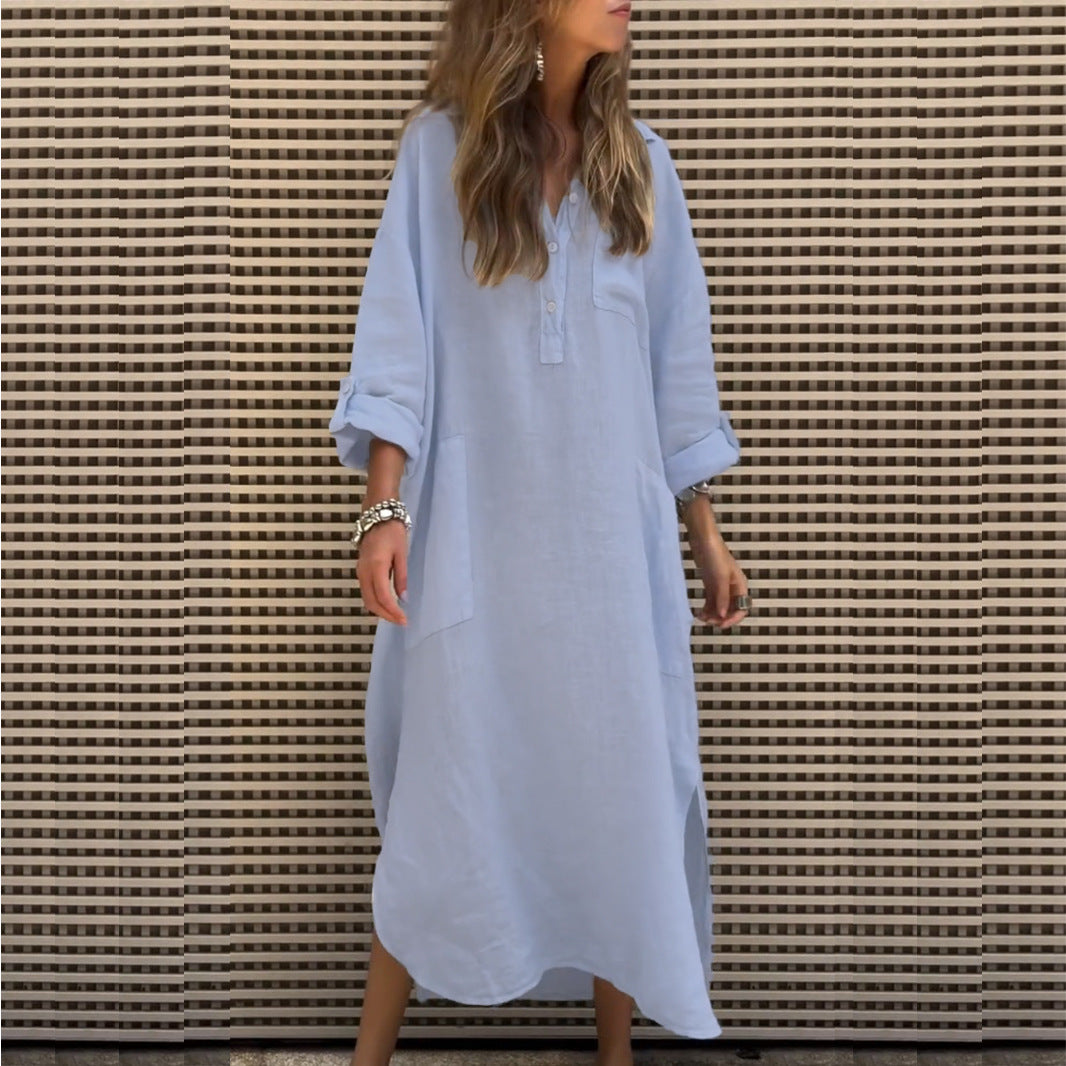 New Autumn And Winter Elegant Solid Color Irregular Dress