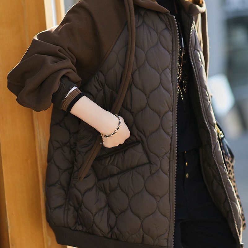 Hooded Stitching Down Thick Coat Cotton-padded Jacket