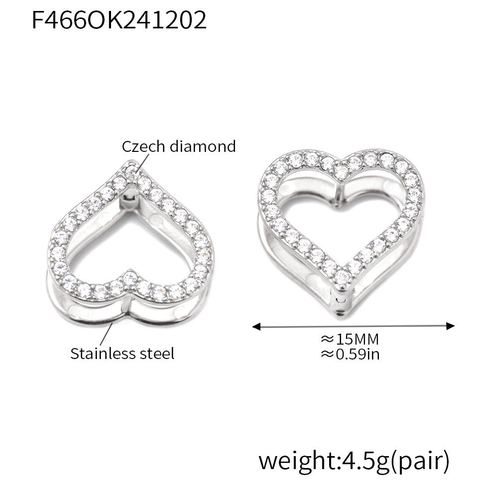 Stainless Steel Double-sided Love Color Zircon Earrings