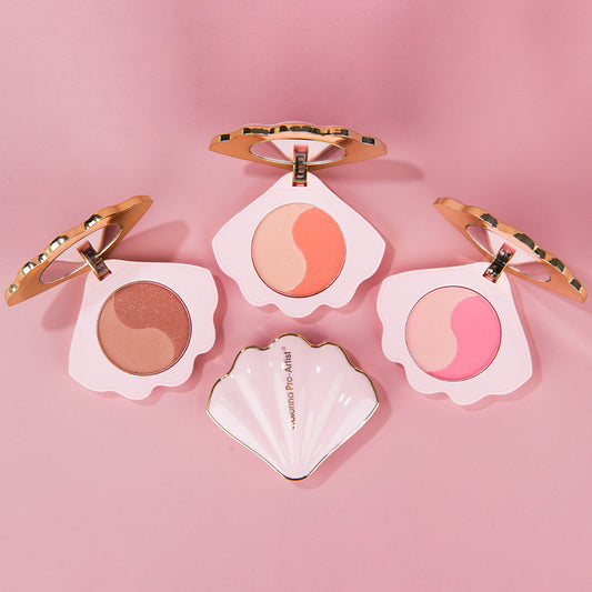 Makeup Shell Double Color Mirror Powder Blusher