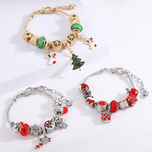 Christmas Big Hole Beaded Bracelet