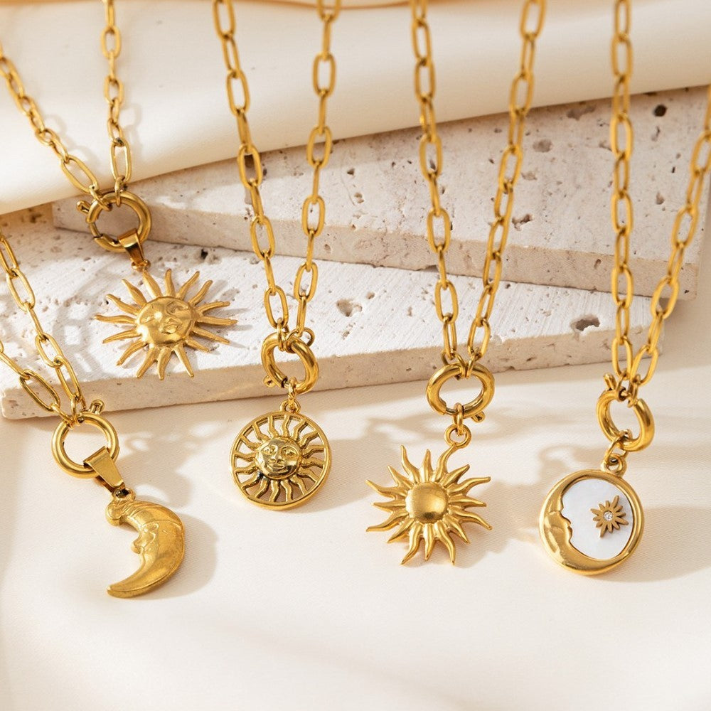 Fashion Sun Moon Necklace DIY Pendant