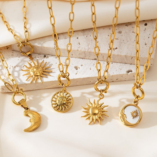 Fashion Sun Moon Necklace DIY Pendant