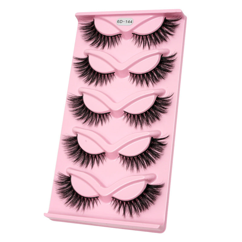 Women's One-piece Five-pair Cat Eye Oblique Flying Stage Makeup Thick Cat Eye Eyelash