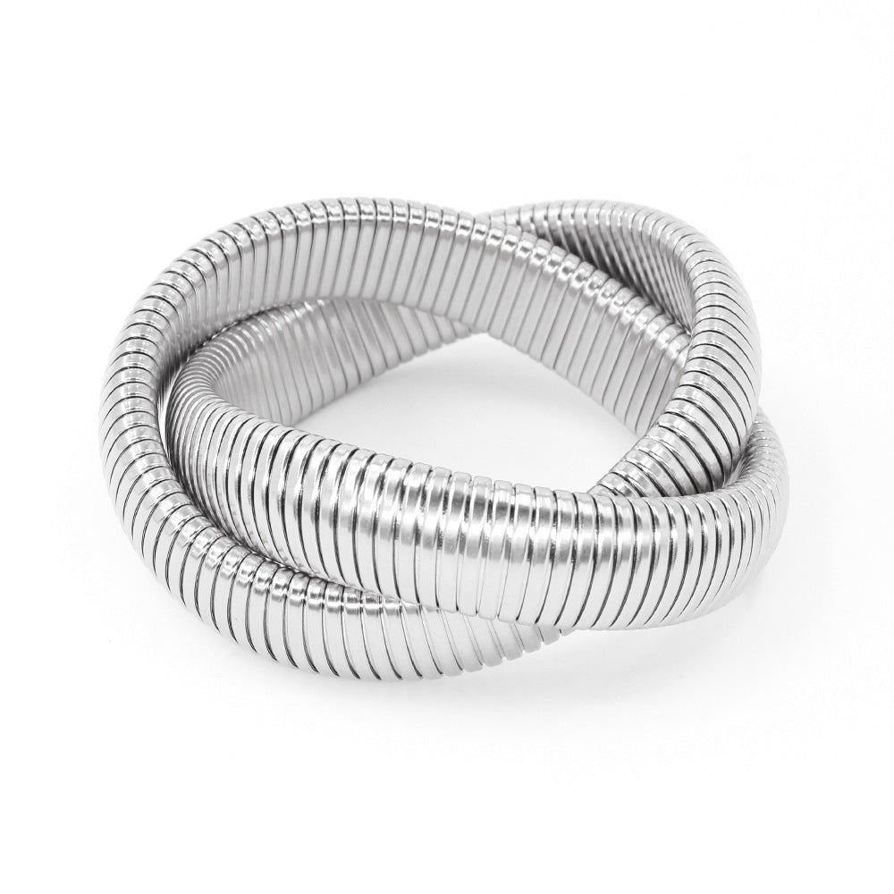 Stainless Steel Elastic Double Ring Bracelet Snake-shaped Titanium