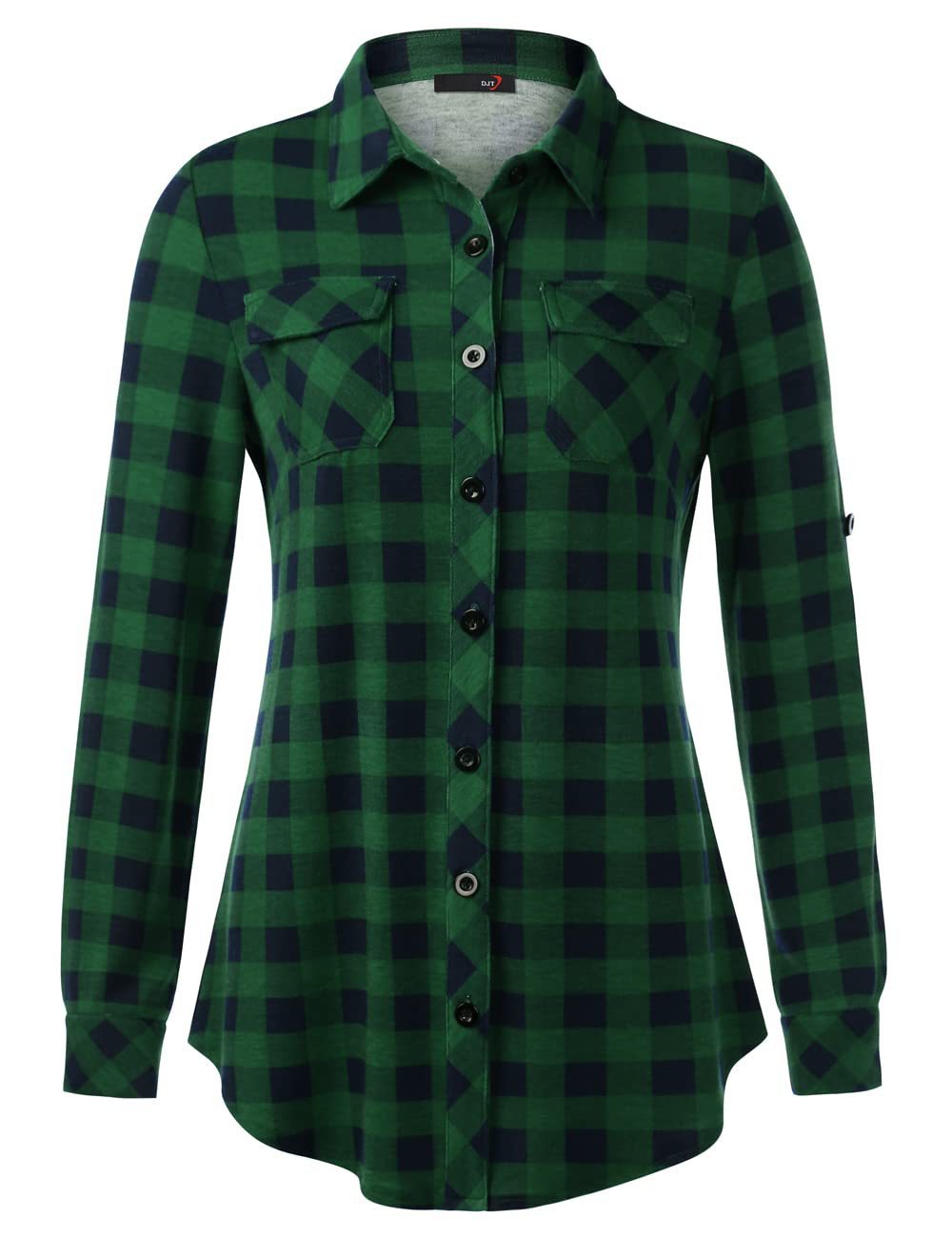 Plaid Pouch Button Cuff Comfort And Casual Printed Women's Shirt