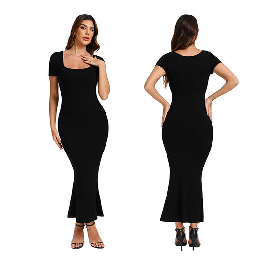 Women's Casual Slim-fit Long-sleeved Home Two-in-one Body Shaping Dress