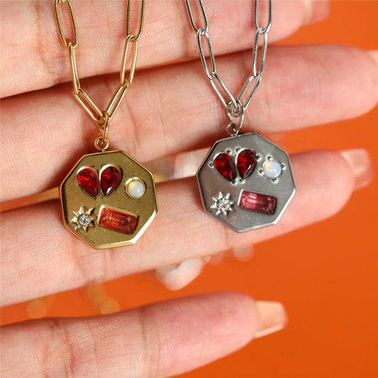 Titanium Steel High Color Retention Heartbreaking Gem Kaleidoscope Embedded Zirconium Necklace