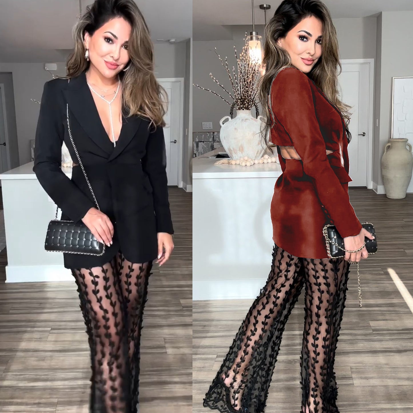 Long Sleeve Suit Midriff Outfit Two-piece Loose Women