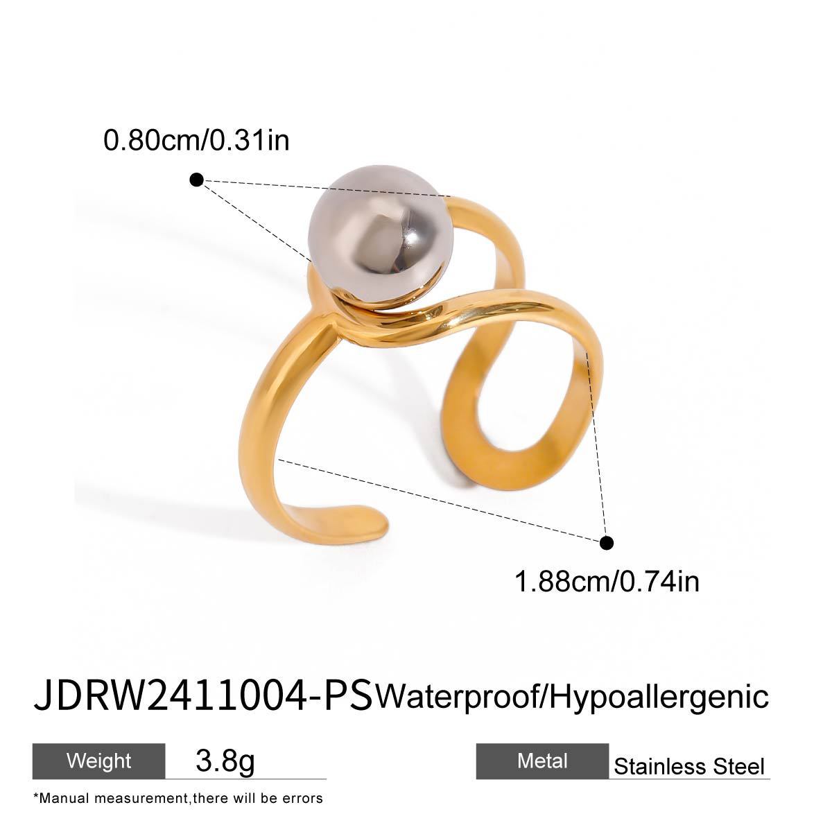 Stainless Steel Gold And Silver Color Matching Line Ring