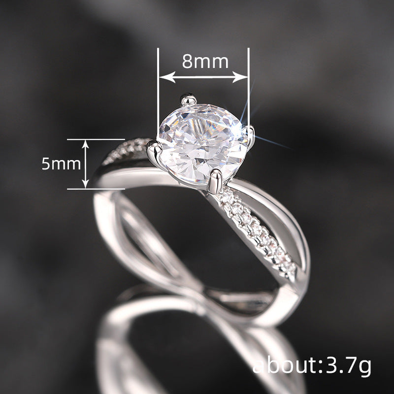 Round Zircon Ring Ornament Fashion