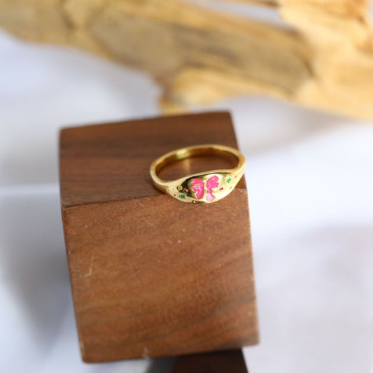 Ladies' Minimalist Painted Butterfly Totem Ring