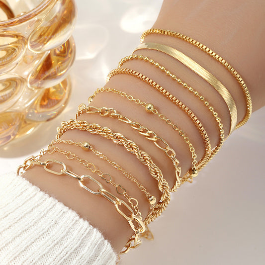 Minimalist Multi-layer Alloy Basic Style Bracelet Suit