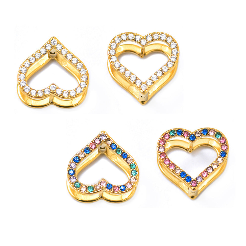 Stainless Steel Double-sided Love Color Zircon Earrings