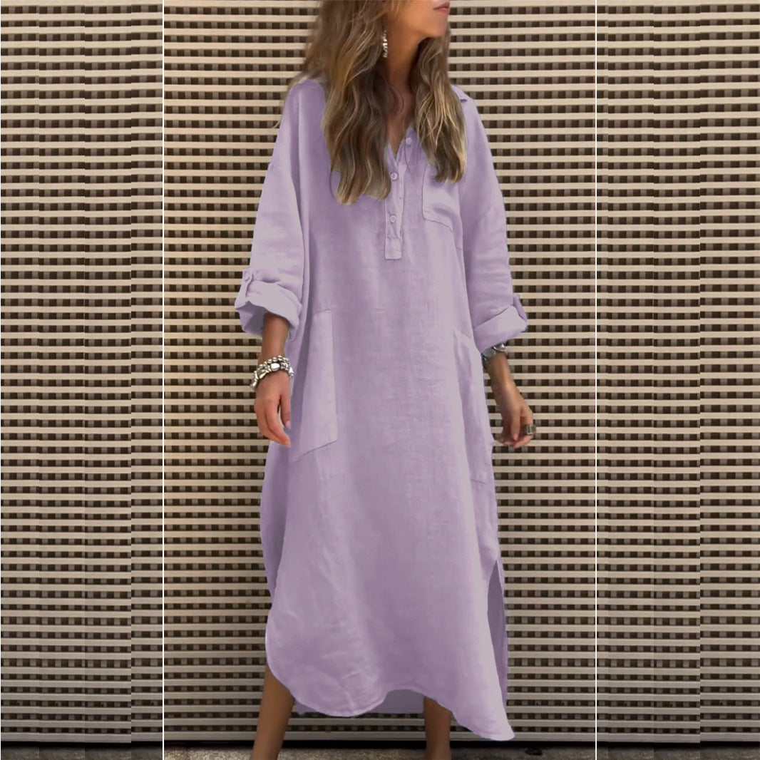 New Autumn And Winter Elegant Solid Color Irregular Dress