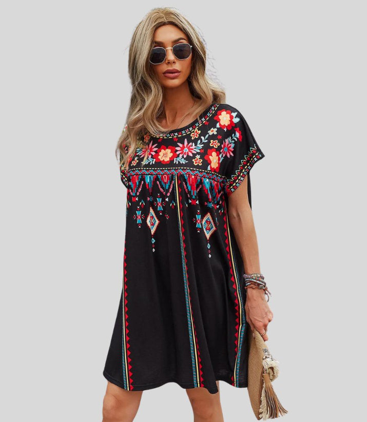 Casual Holiday Dress Loose Short Female Lady