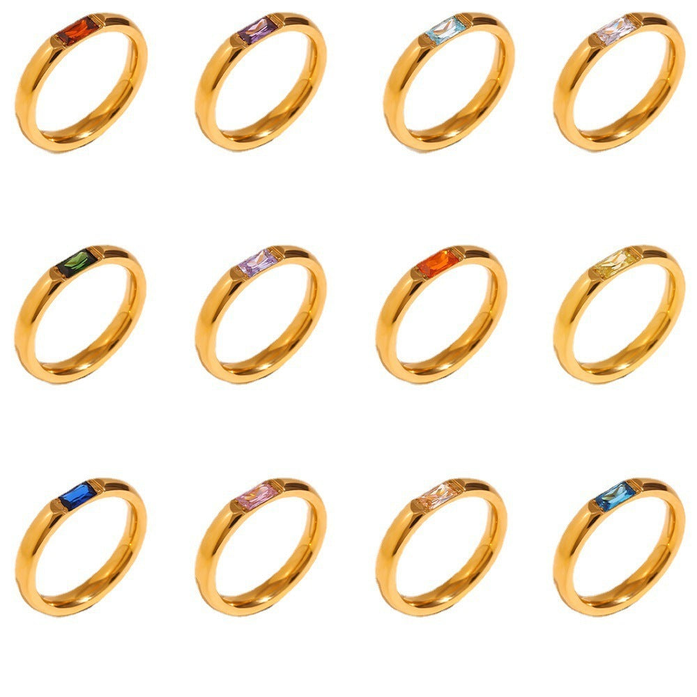 December Color Zircon Ring 18K Gold Plating