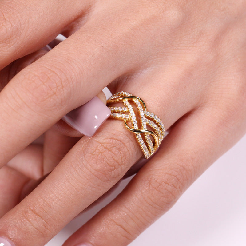 Wave Multi-layer Line Eye-catching Hollow Unique Women Ring