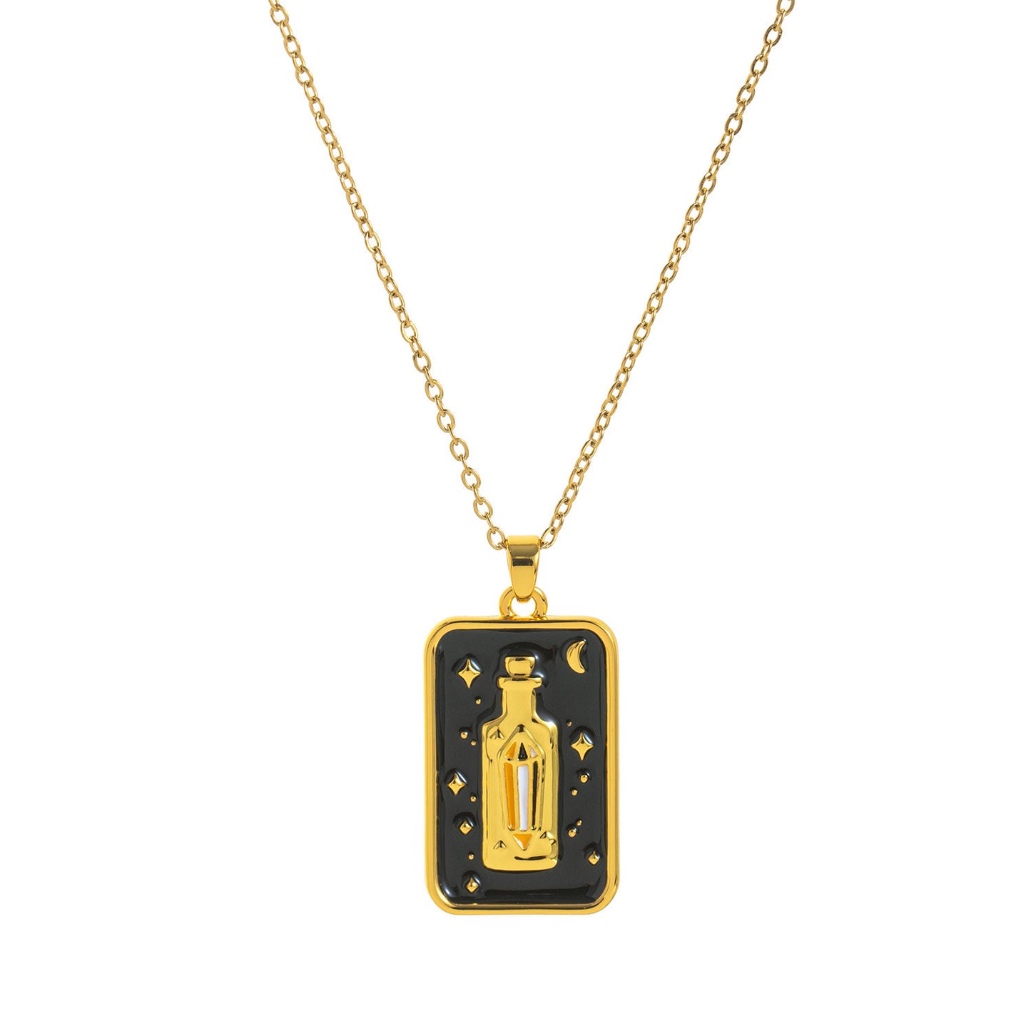 Retro Style Moon Necklace Female Dark Dripping Oil