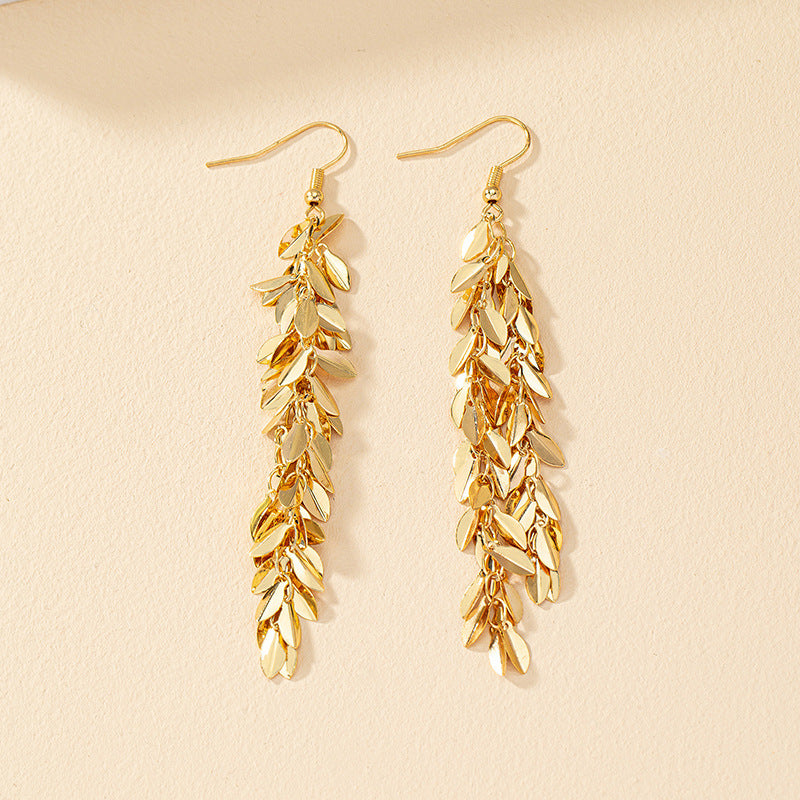 Alloy Leaf-shaped Earring Light Luxury Ins Advanced Sense