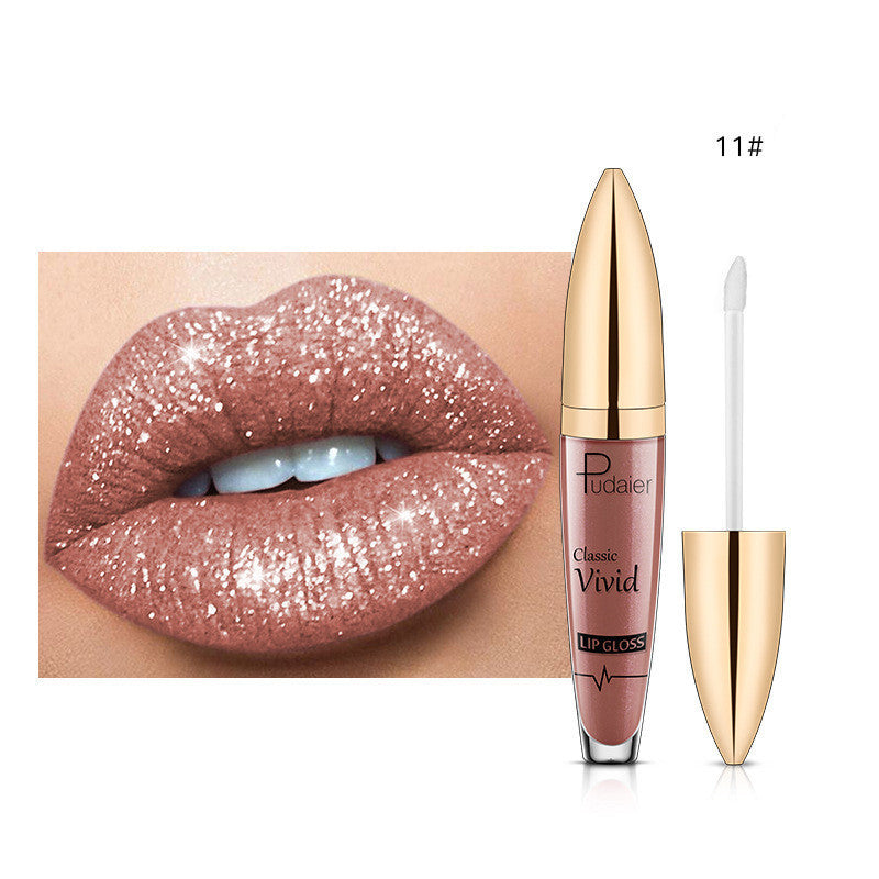 Pudaier Sip Glitter Flip Matte Shimmer Lip Gloss No Stain On Cup Diamond Lipstick