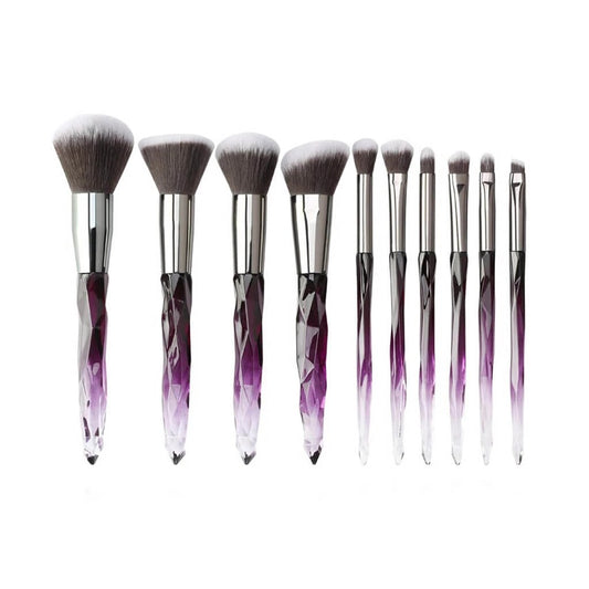 Clear crystal diamond handle makeup brush set